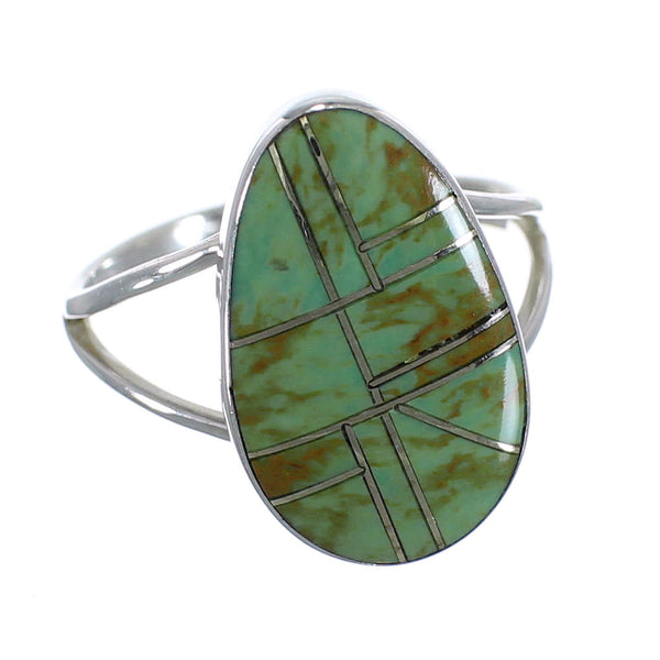 Turquoise Inlay And Sterling Silver Southwestern Ring Size 6-3/4 WX58743